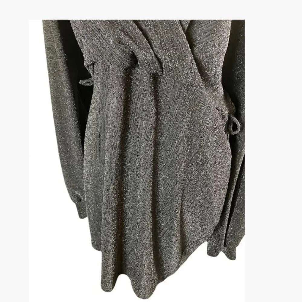 Feral Apparel Black Metallic Faux Wrap-Style Body-Con Dress Size 3XL EUC